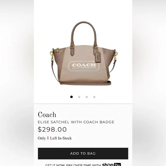 NWOT Coach Elise Satchel Bag
